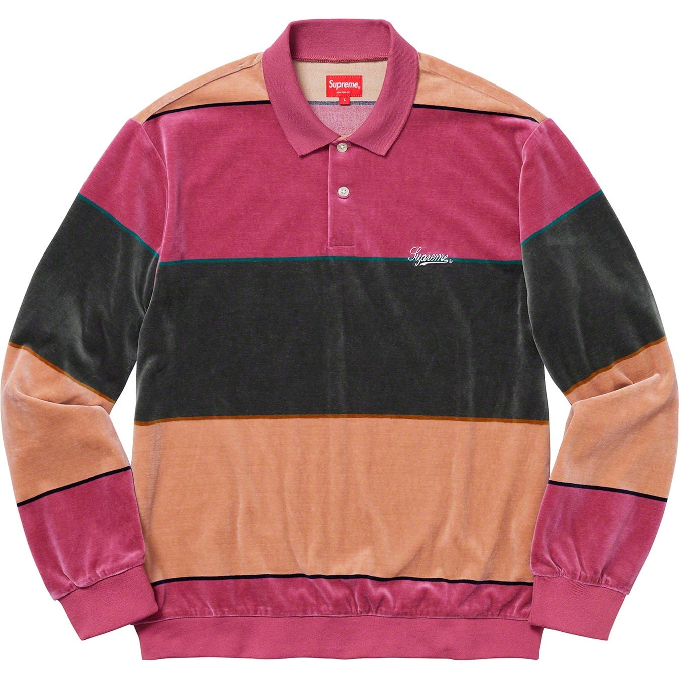 Stripe Velour L/S Polo view 4